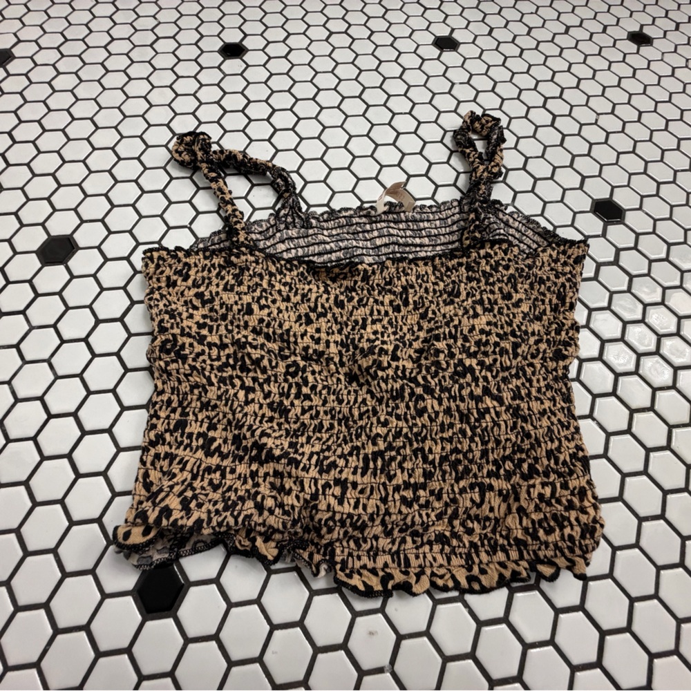 Lottie moss Leopard Print Smocked Women's Top size medium